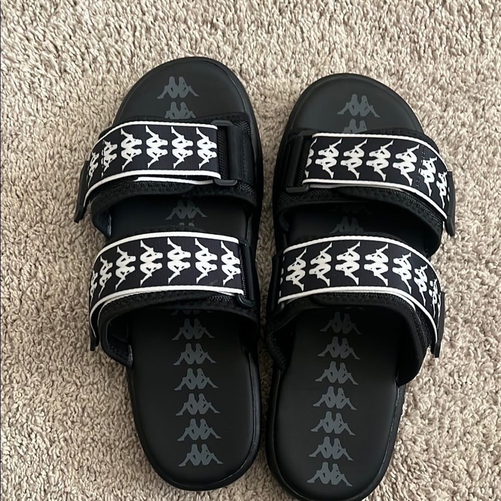 Kappa Black and White Slide Sandals